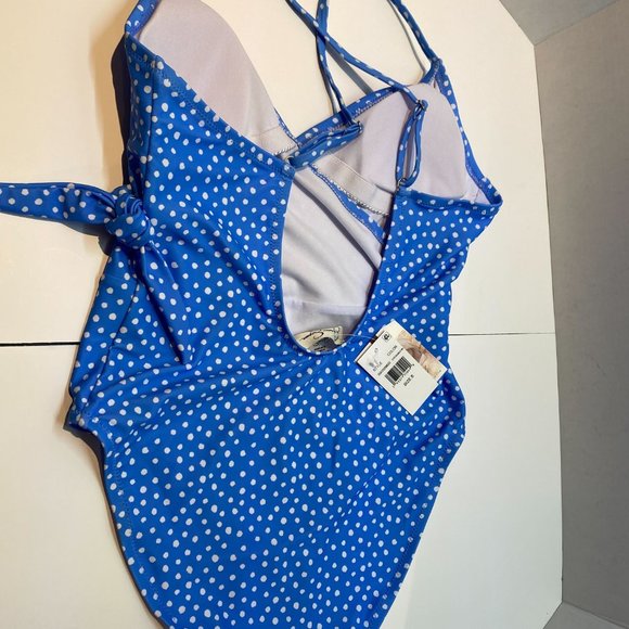 NWT Jessica Simpson Dot-Print V-neck One Piece swimsuit - Picture 2 of 3